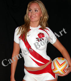 Rugby World Cup body art. Body Painter Carmel McCormick